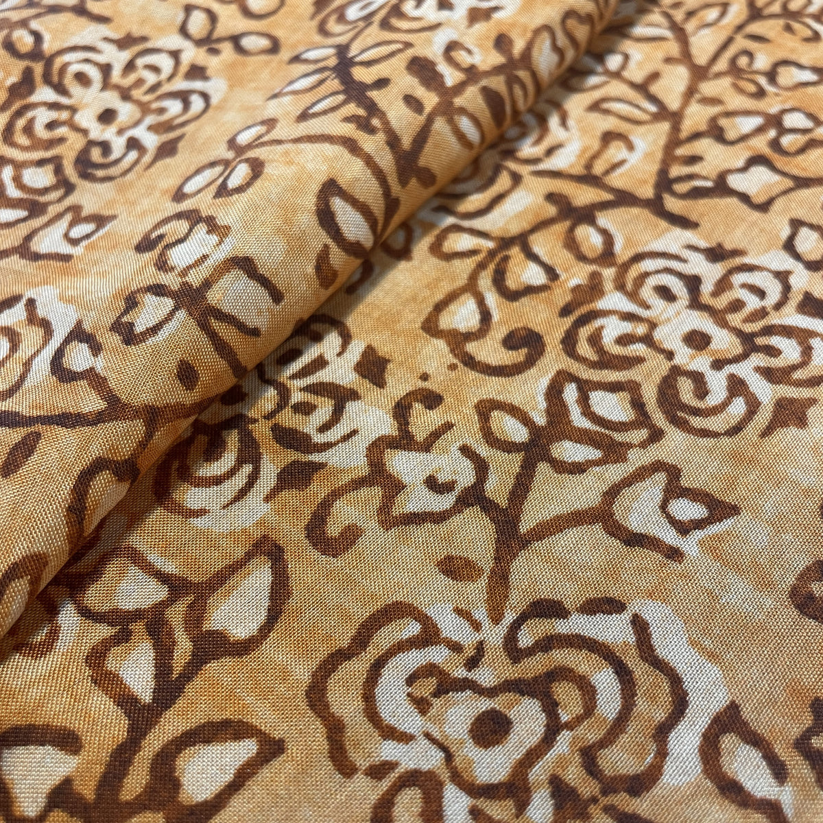 Premium Mustard Yellow Bagru Border Print Muslin Fabric