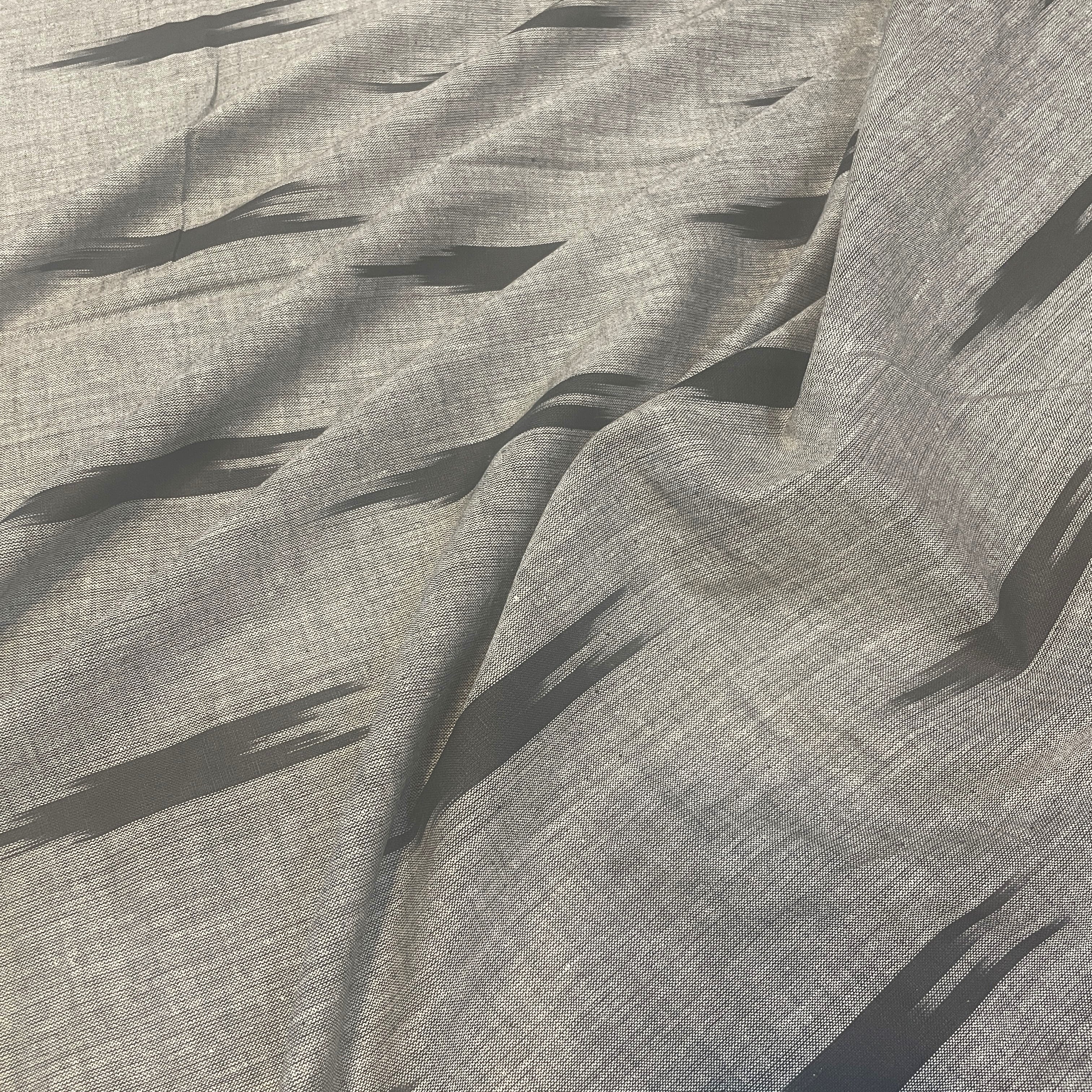 Premium Grey Black Ikkat Print Cotton Fabric