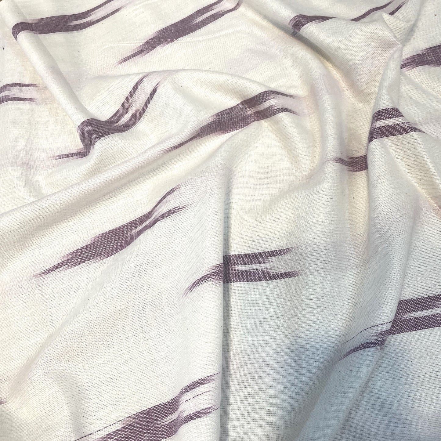 Premium White Purple Ikkat Print Cotton Fabric