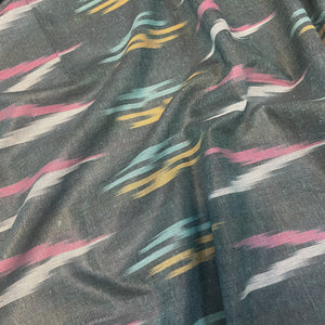 Premium Green Multicolor Ikkat Print Cotton Fabric
