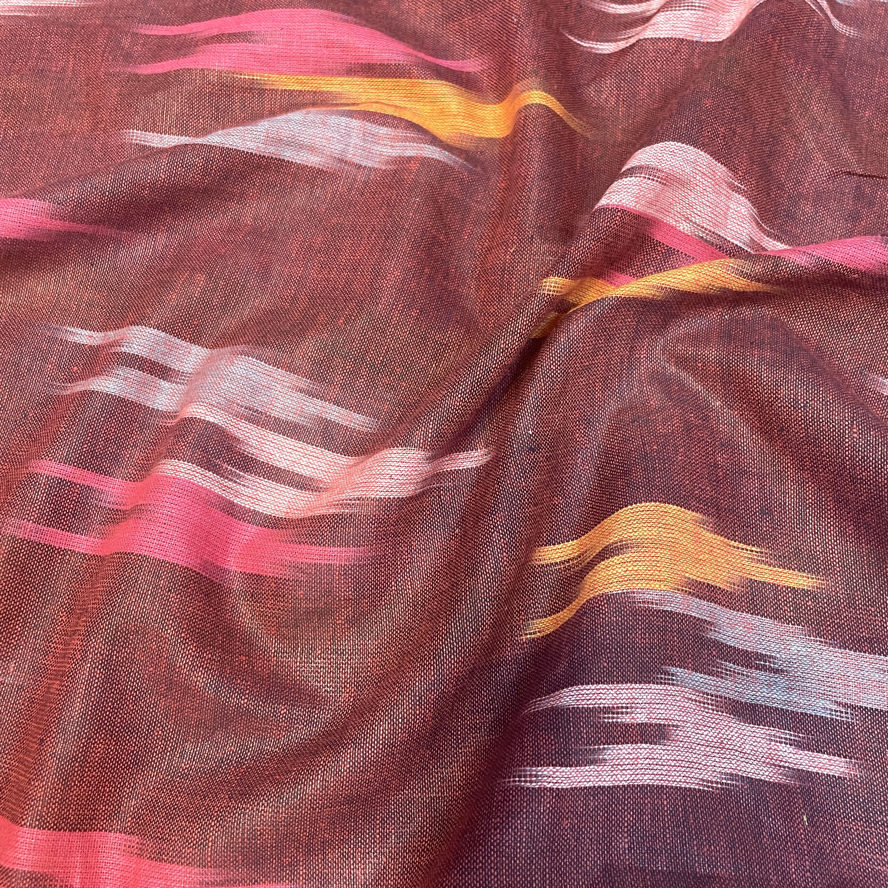 Premium Red Multicolor Ikkat Print Cotton Fabric