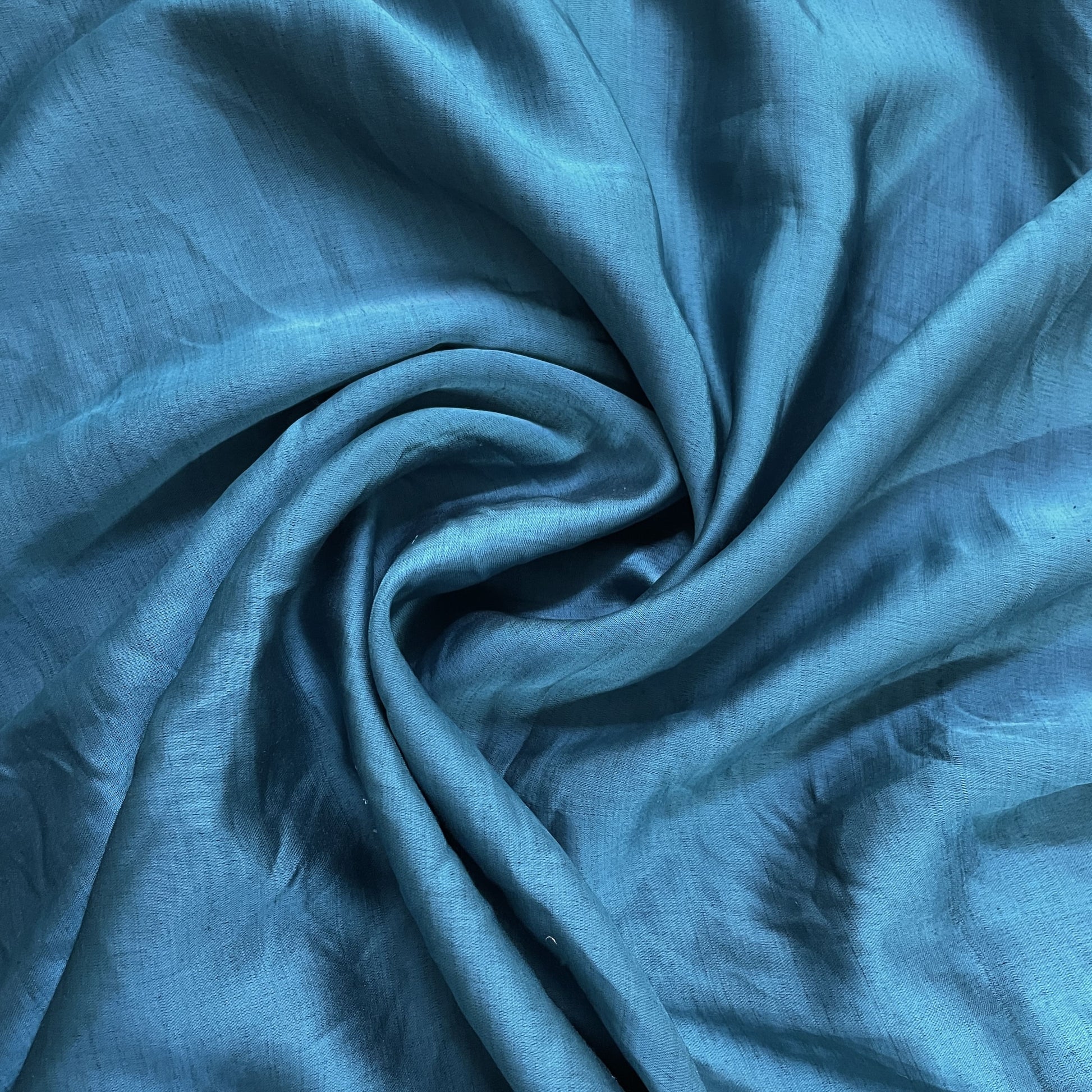 Classic Teal Blue Solid Bemberg Silk
