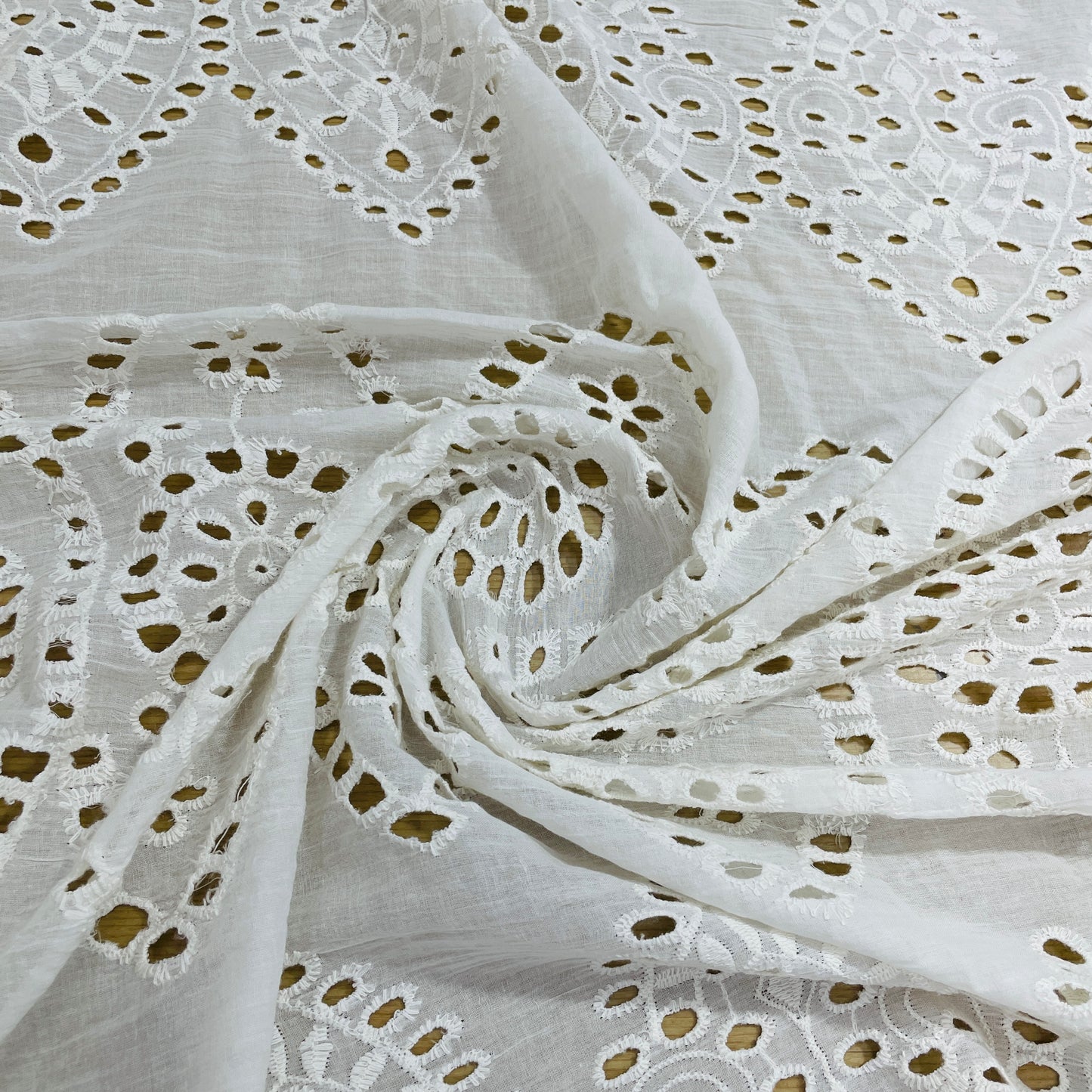 White Floral Embroidery Cotton Schiffli - TradeUNO