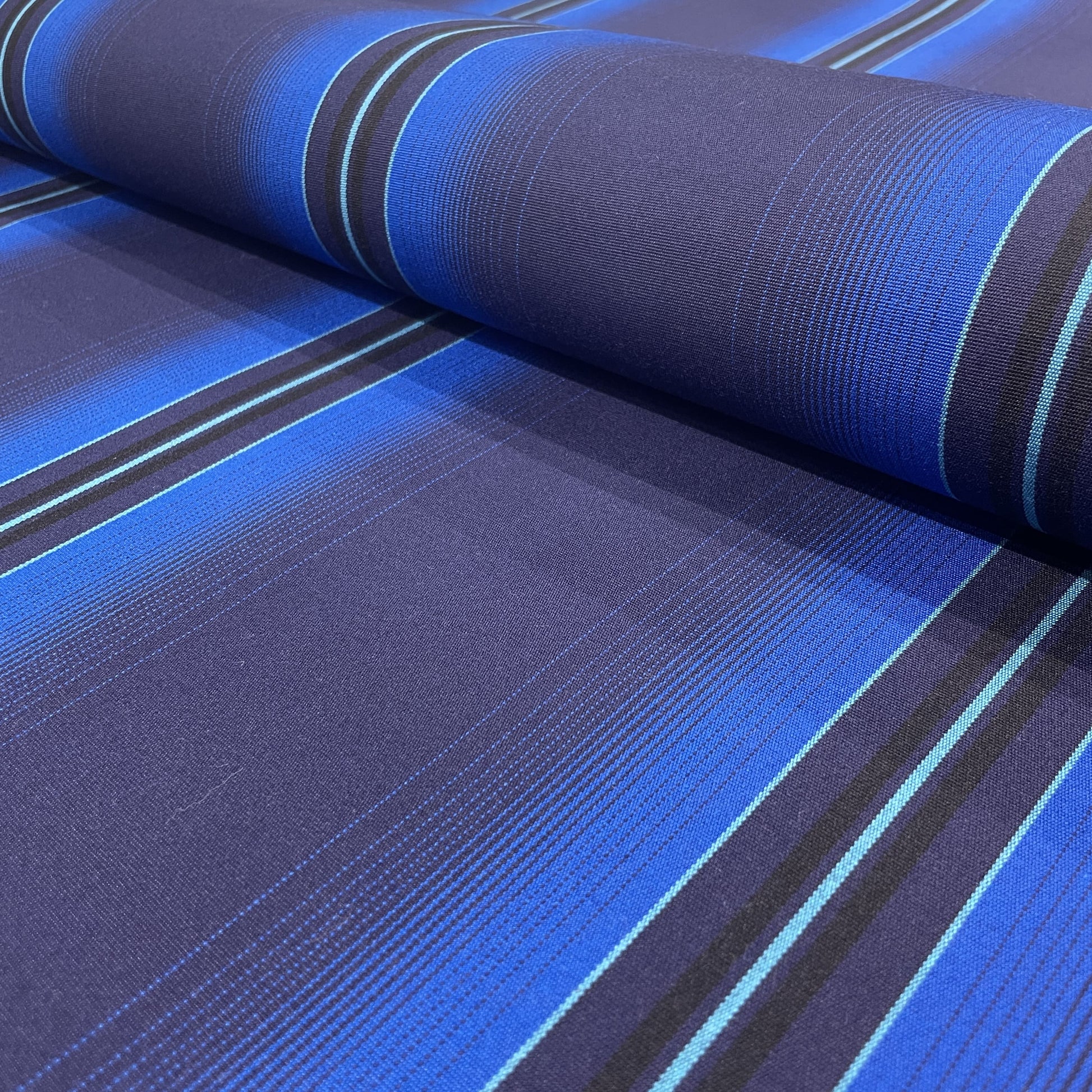 Premium Blue and Black Stripes Acrylic Fabric