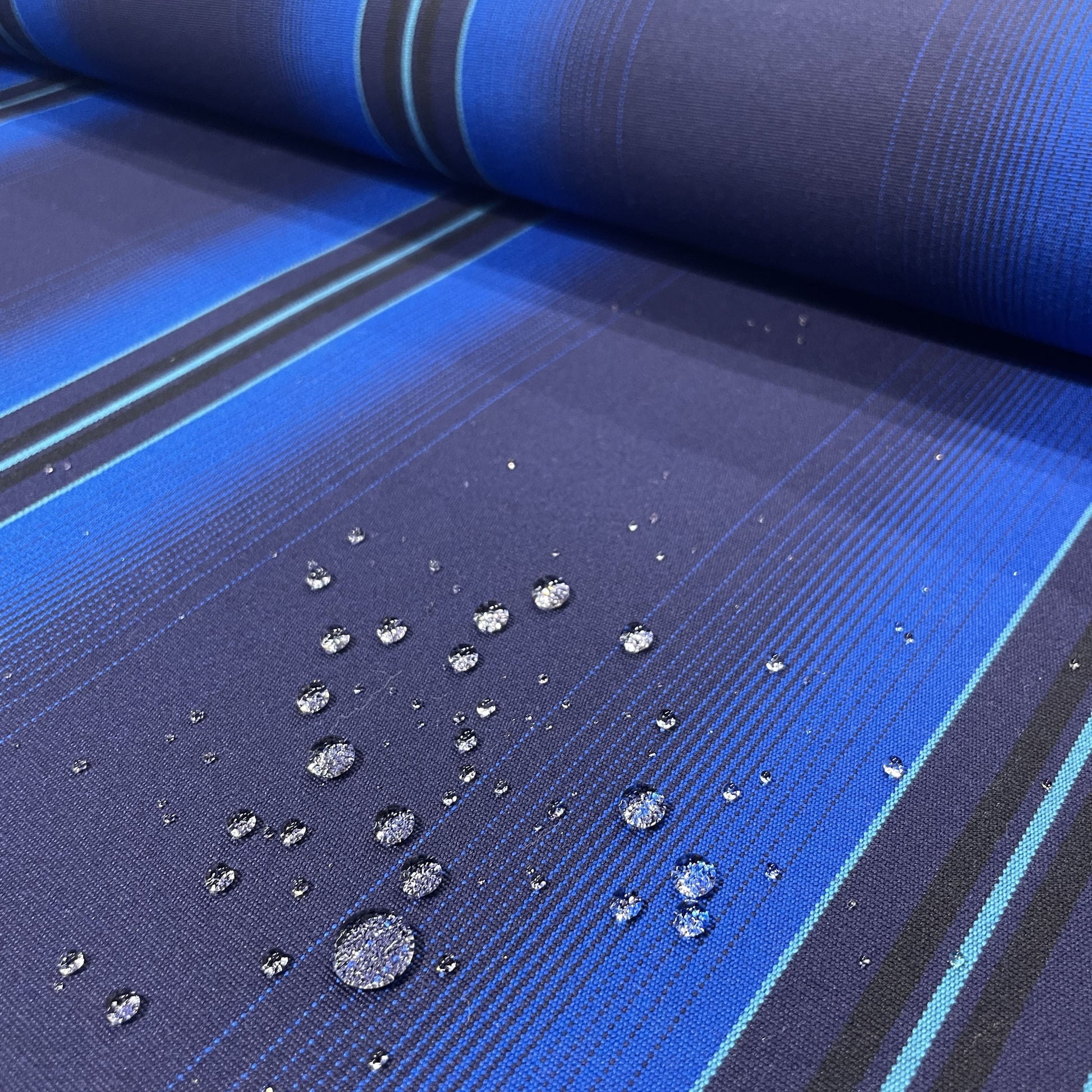 Premium Blue and Black Stripes Acrylic Fabric