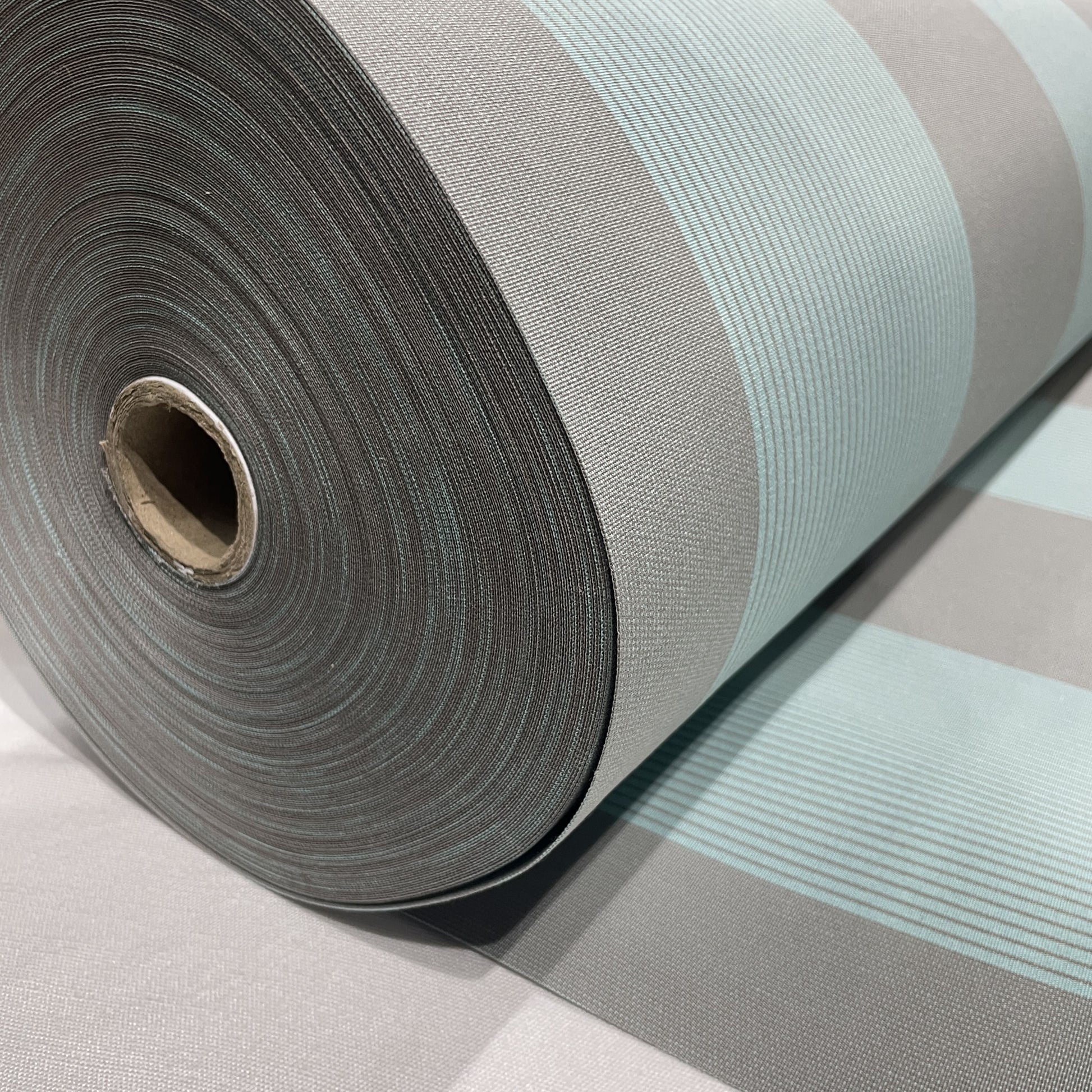 Premium Turquoise Blue with Grey Stripes Acrylic Fabric