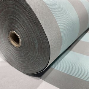 Premium Turquoise Blue with Grey Stripes Acrylic Fabric