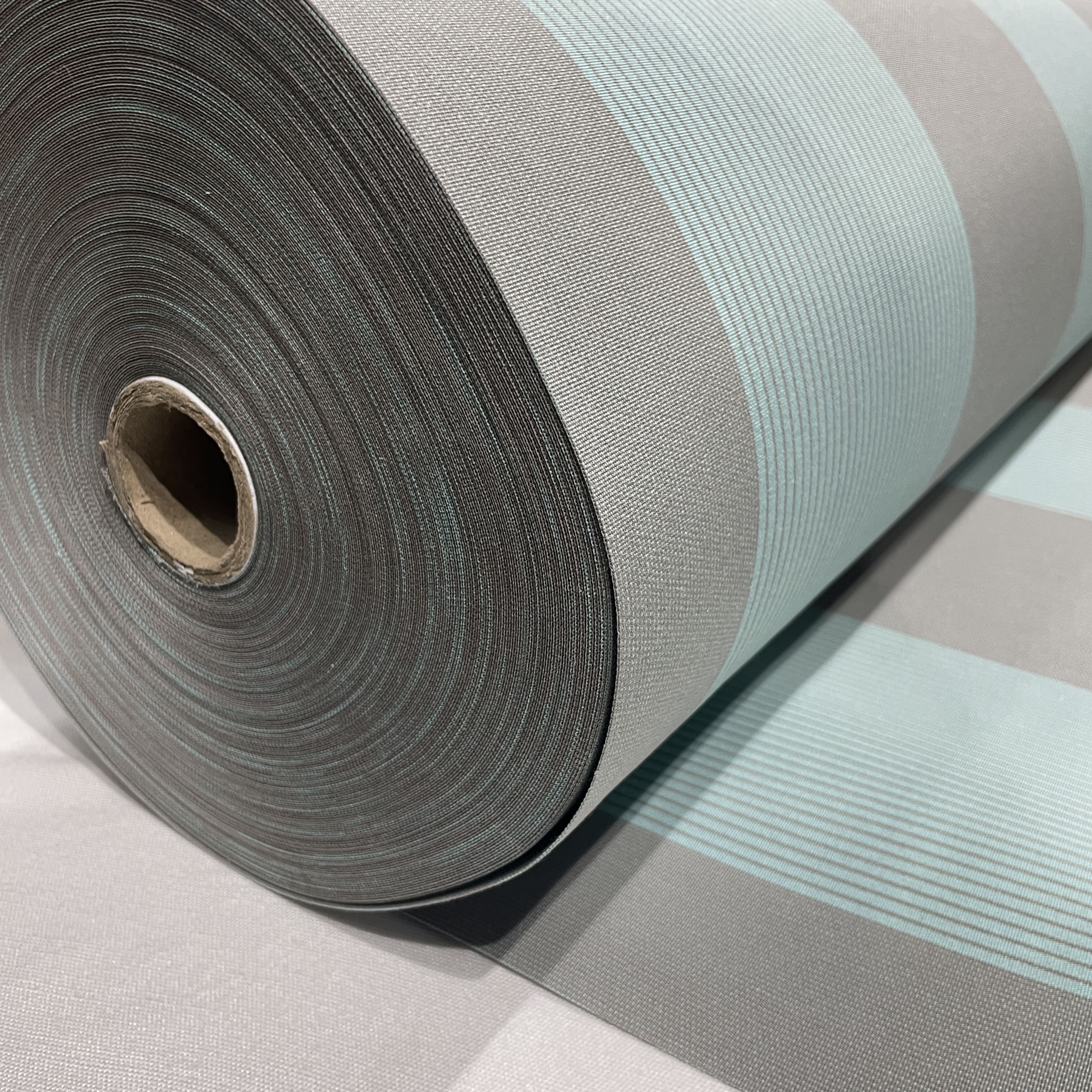 Premium Turquoise Blue with Grey Stripes Acrylic Fabric