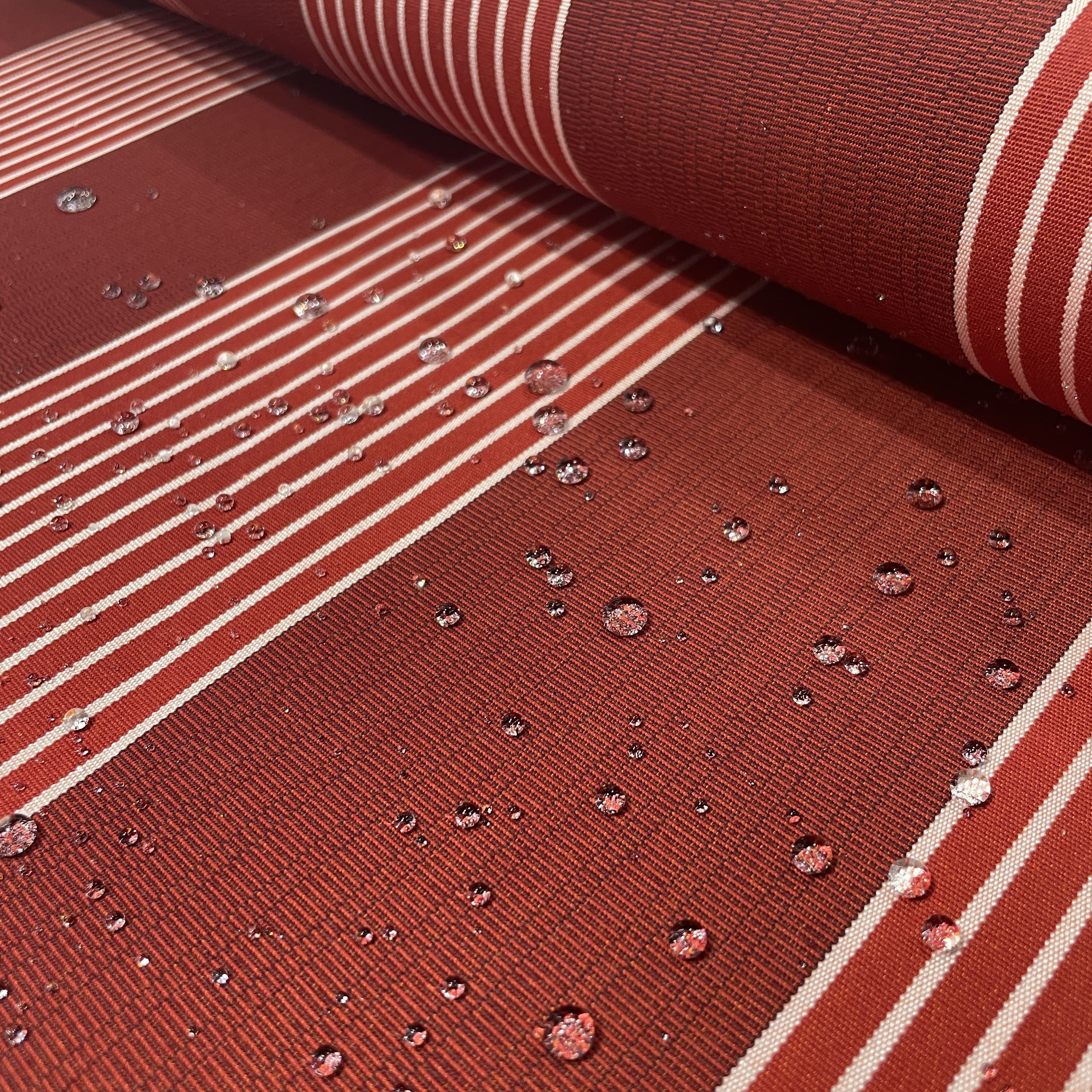 Premium Red and White Stripes Acrylic Fabric