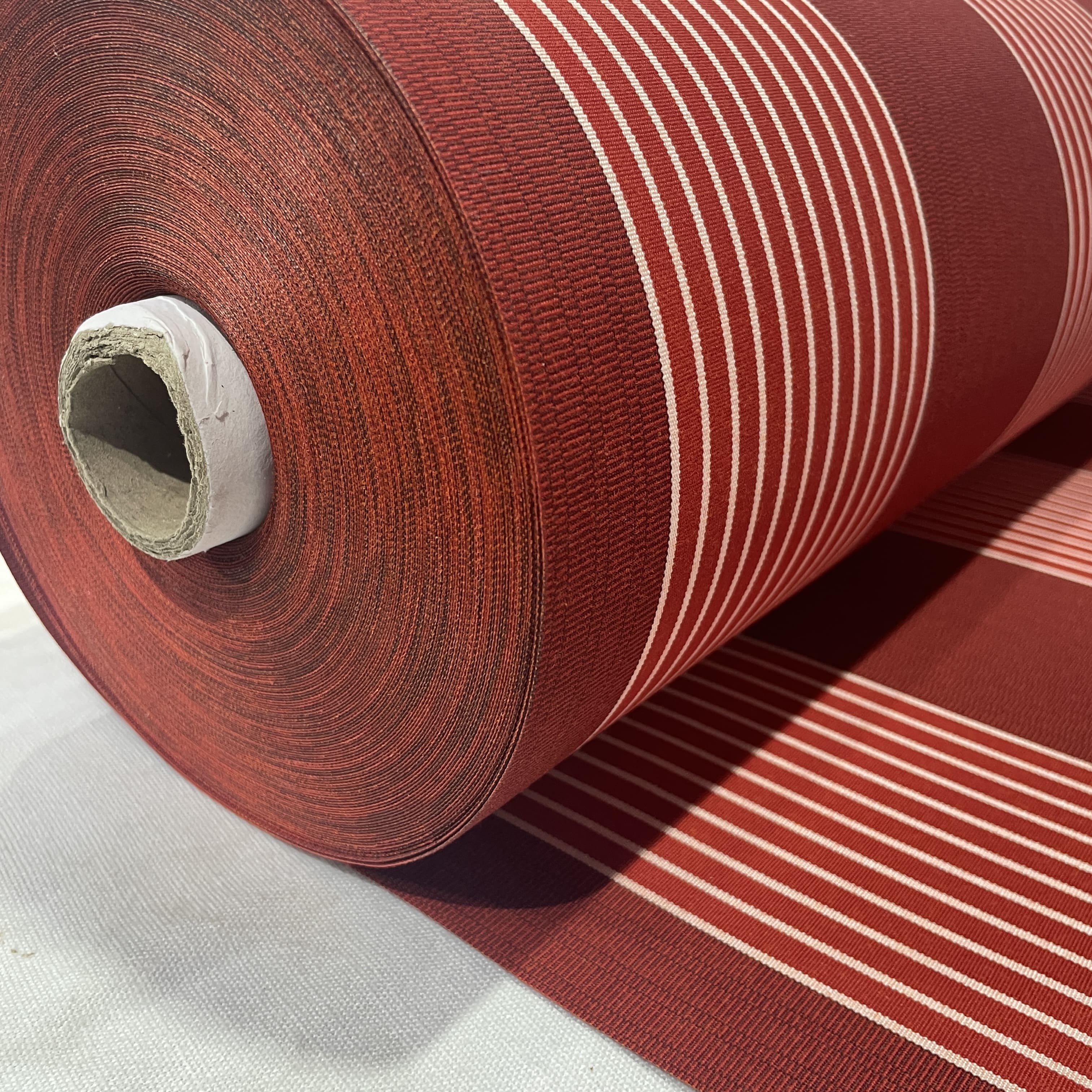 Premium Red and White Stripes Acrylic Fabric