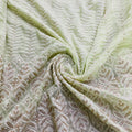 Green Zari Sequins Thread Embrodiery Georgette Fabric
