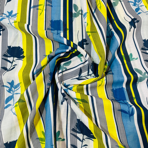 green stripe floral print cotton fabric 11