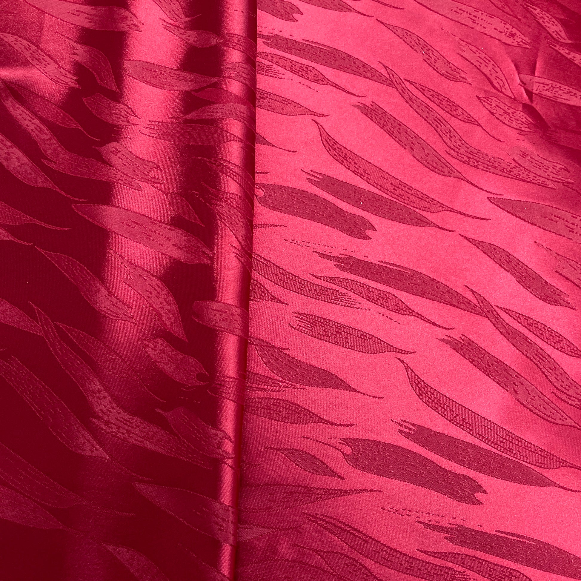 Classic  Red Leaves Satin Jacquard Fabric