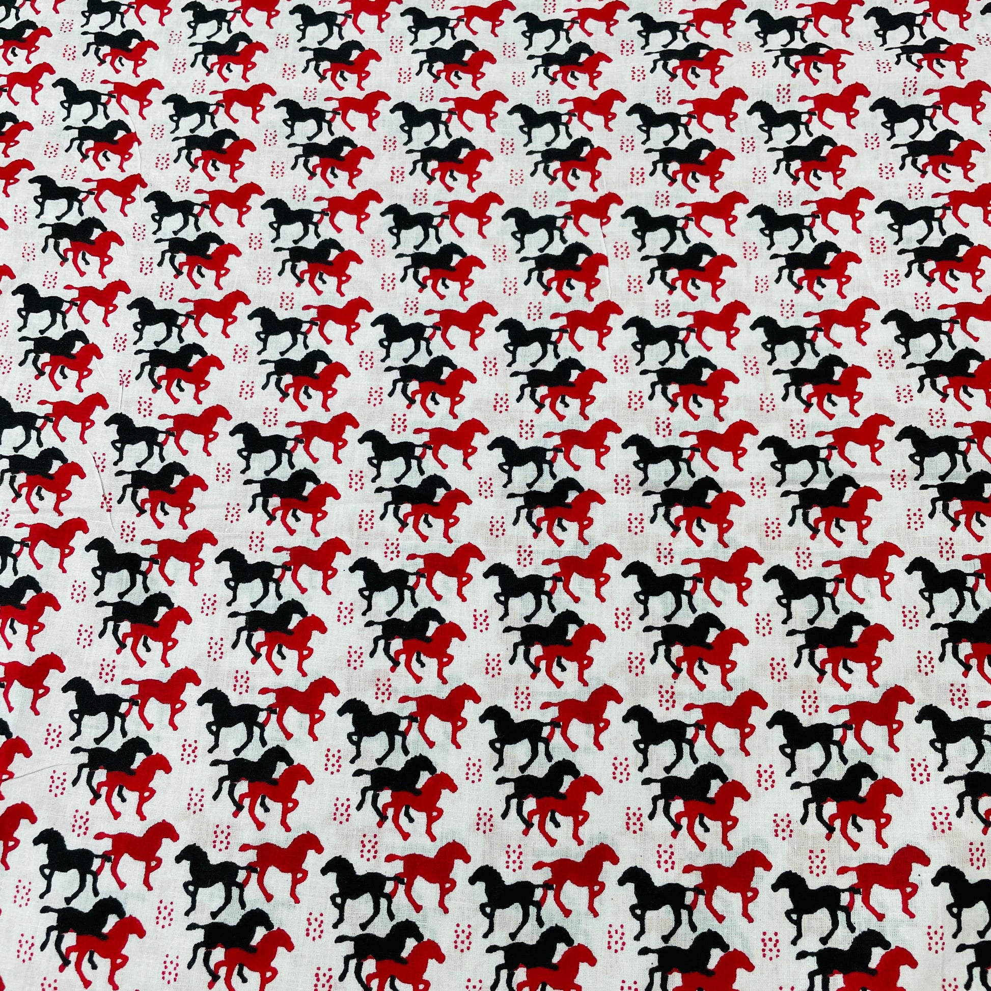 Red & Black Animal Print Cotton Fabric - TradeUNO