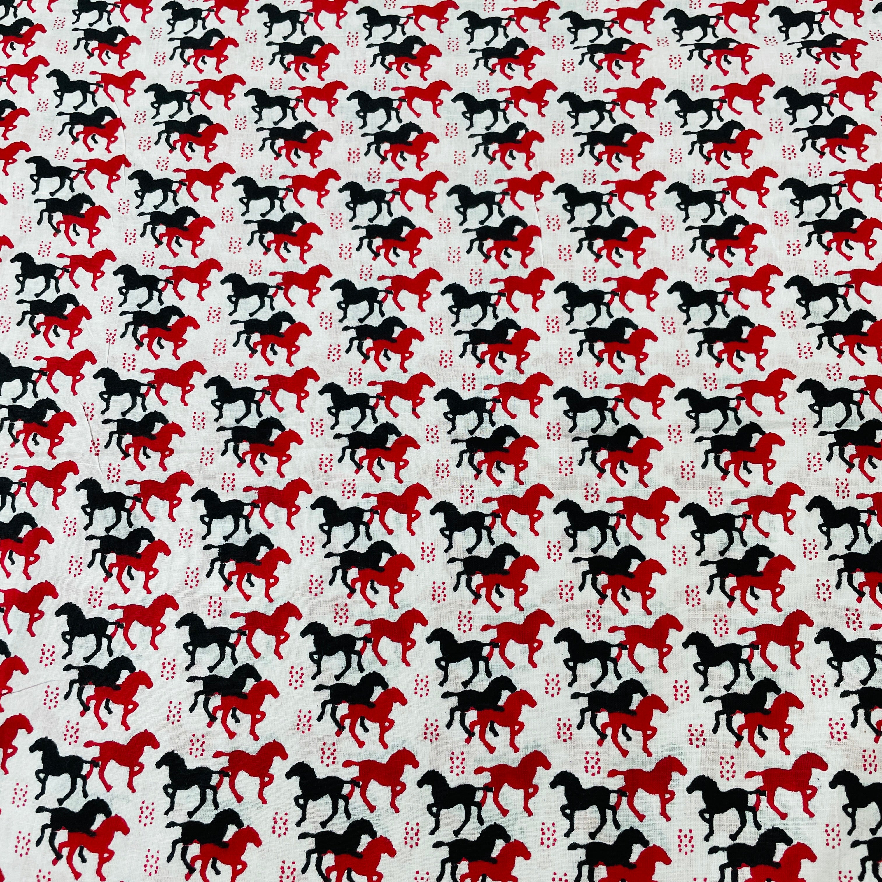 Red & Black Animal Print Cotton Fabric - TradeUNO