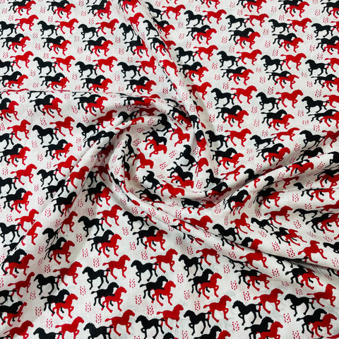 Red & Black Animal Print Cotton Fabric - TradeUNO