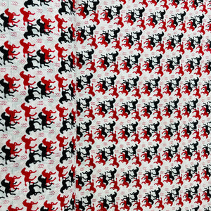 Red & Black Animal Print Cotton Fabric - TradeUNO
