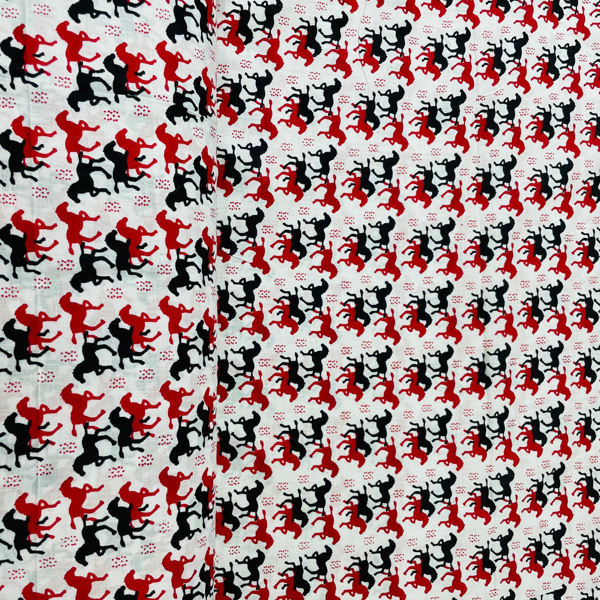 Red & Black Animal Print Cotton Fabric - TradeUNO