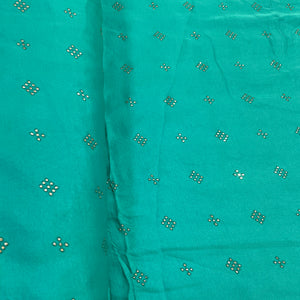 Exclusive Turquoise Green Mukaish Work Silk Fabric