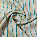 Green Stripe Sequins Embroidery Linen Fabric 28