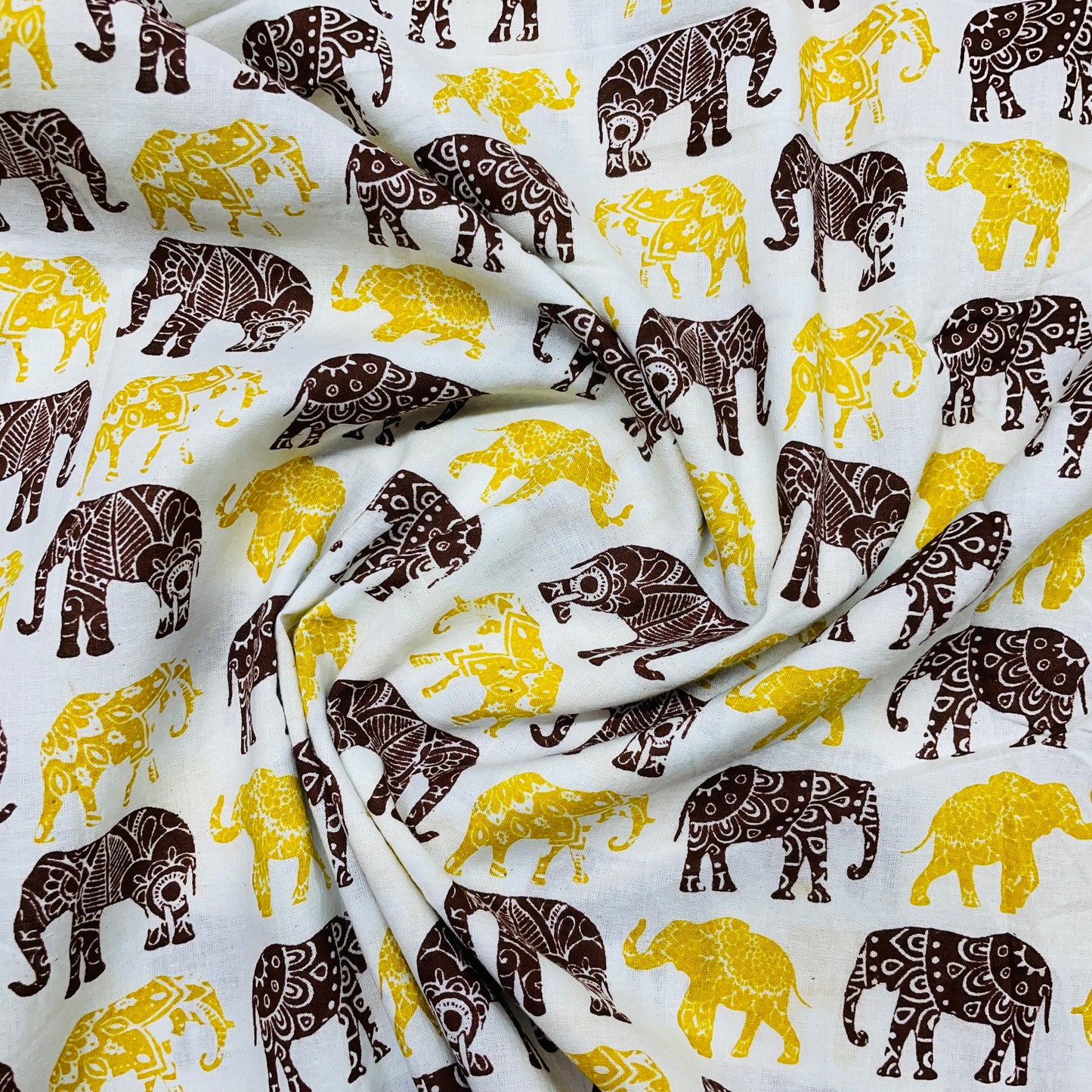 Maroon & Yellow Animal Print Cotton Fabric - TradeUNO