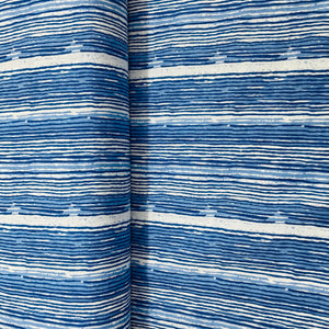 Blue & White Stripes Print Cotton Fabric - TradeUNO