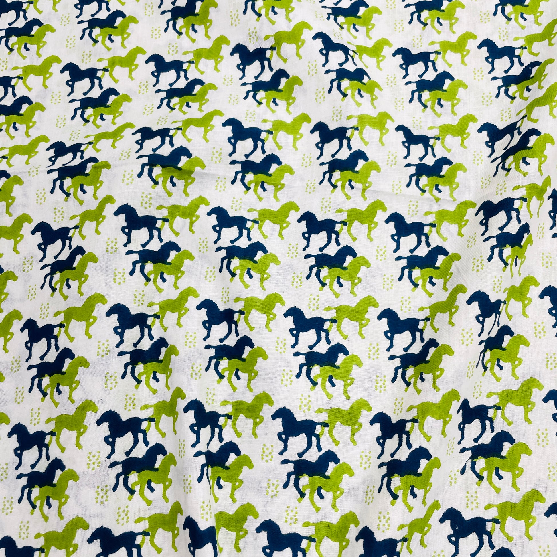 Green & Blue Animal Print Cotton Fabric - TradeUNO
