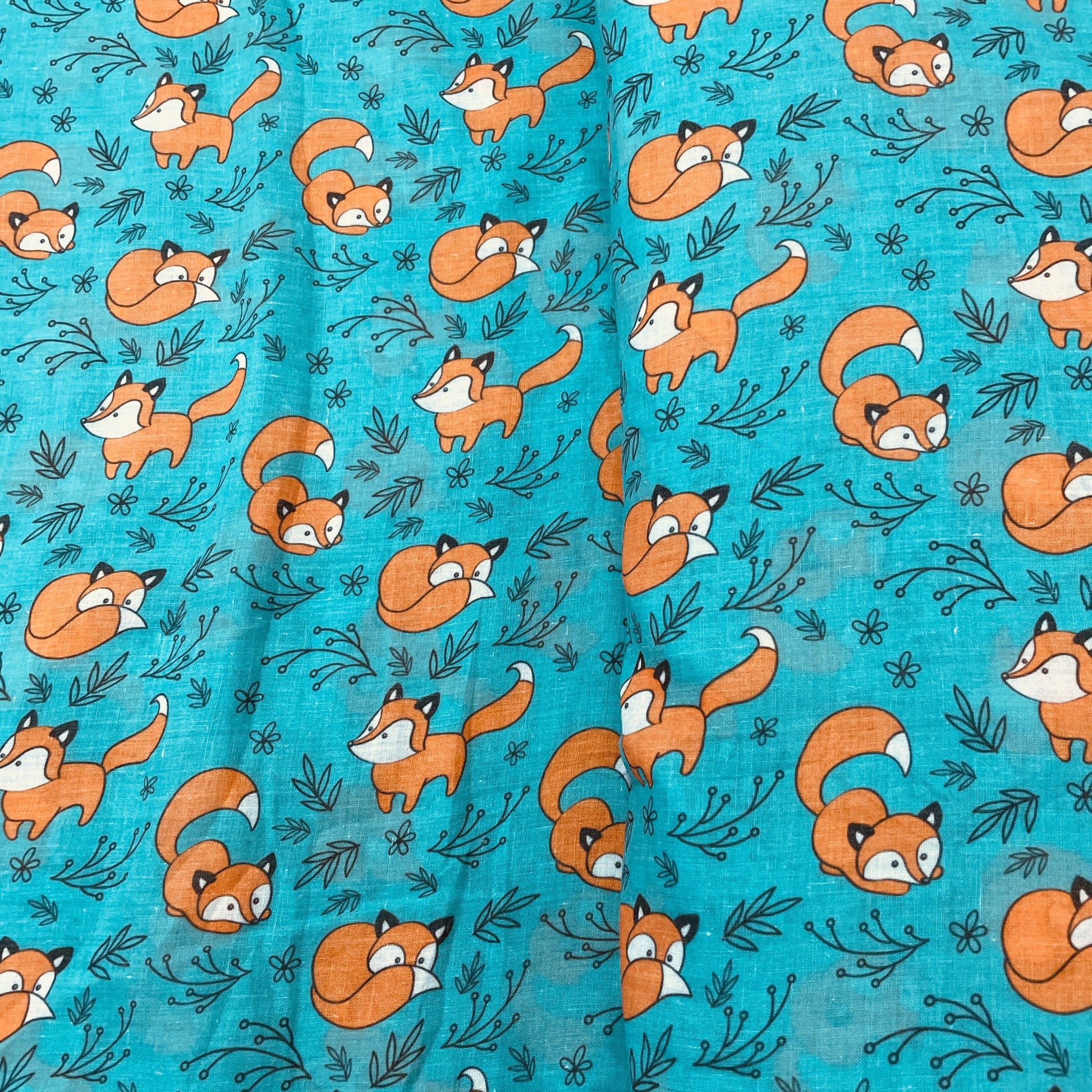 Green Kids Print Cotton Fabric