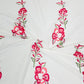 White & Pink Floral Embroidery Cotton Fabric - TradeUNO