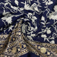 Classic Blue Parsi Gara Zarii Embroidery Georgette Fabric
