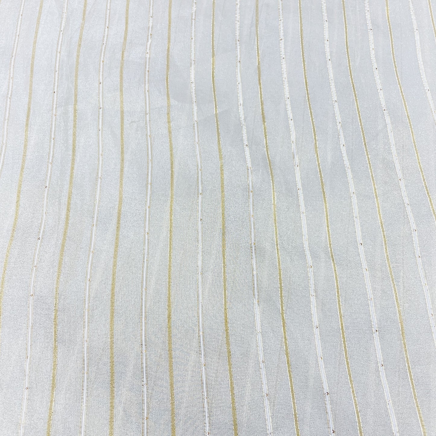 Exclusive Cream & Golden Stripe With Lurex Silk Tissue Fabric
