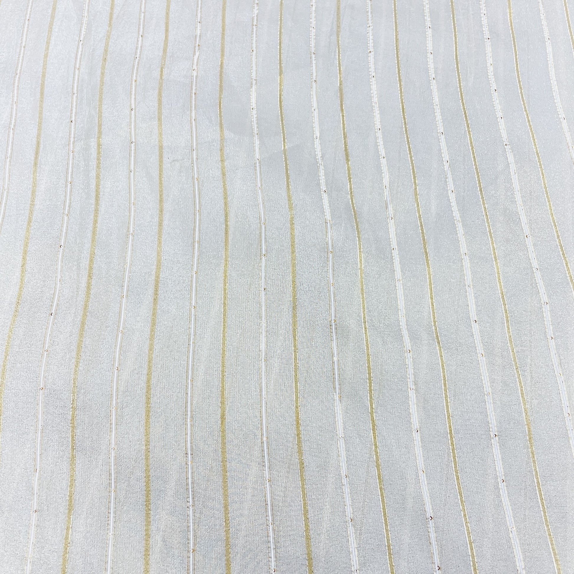 Exclusive Cream & Golden Stripe With Lurex Silk Tissue Fabric