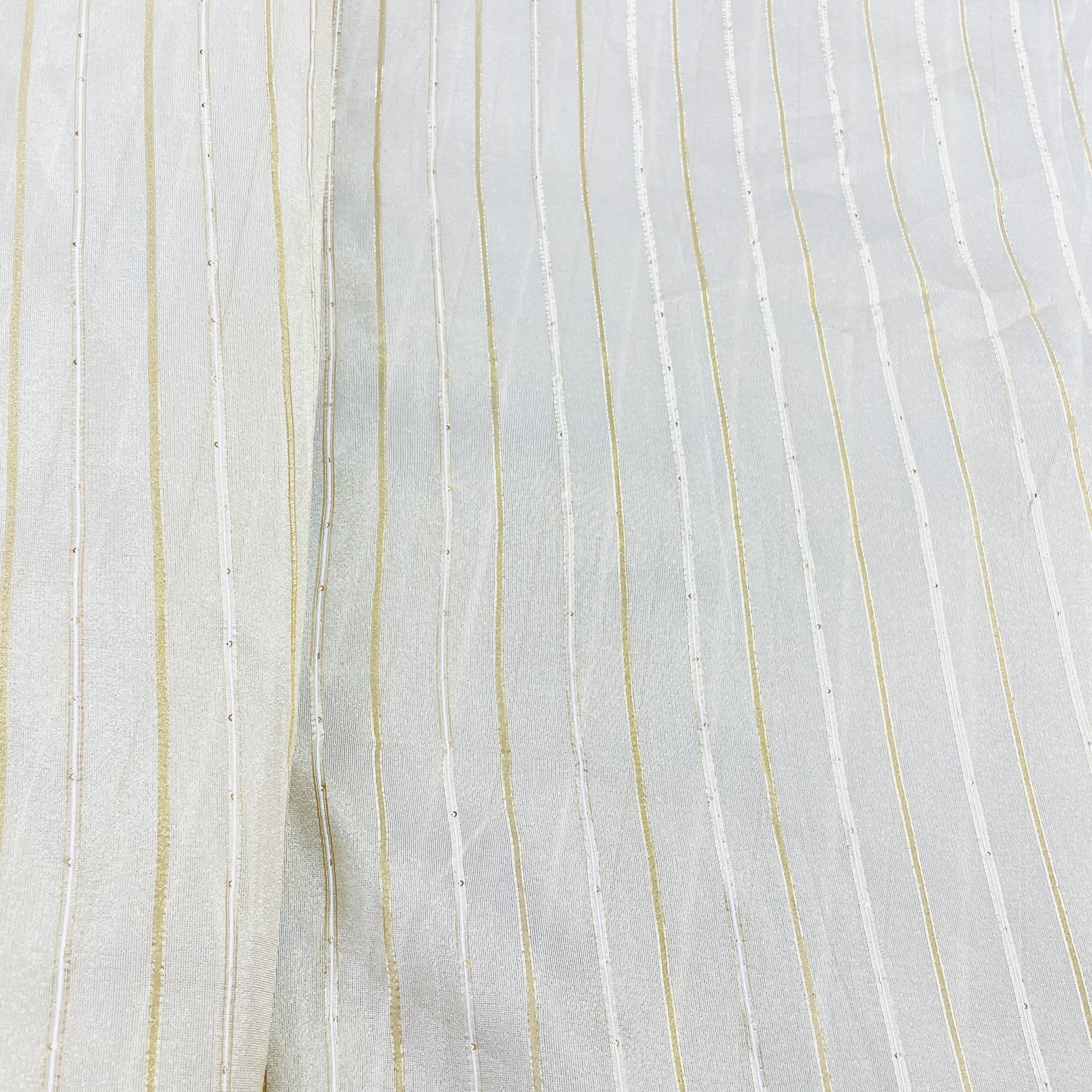 Exclusive Cream & Golden Stripe With Lurex Silk Tissue Fabric