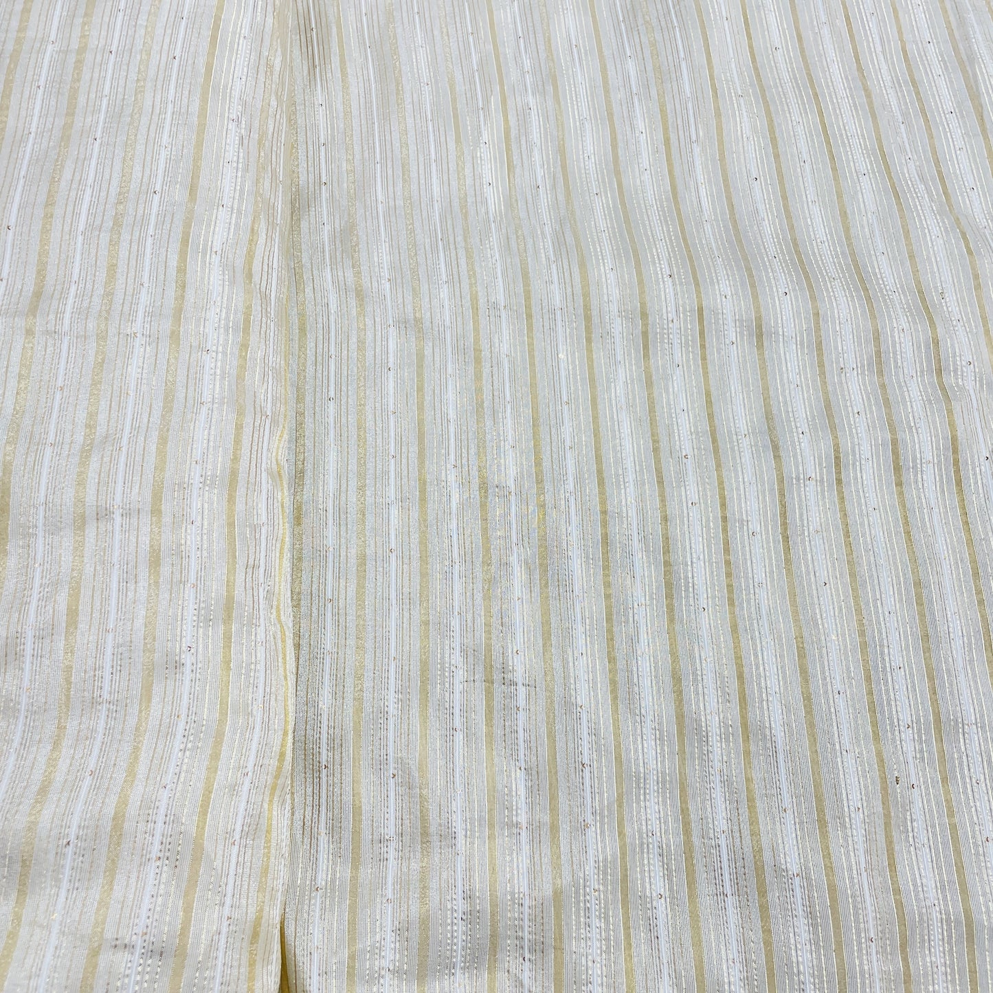 Exclusive Cream & Golden Stripe With Lurex Silk Tissue Fabric