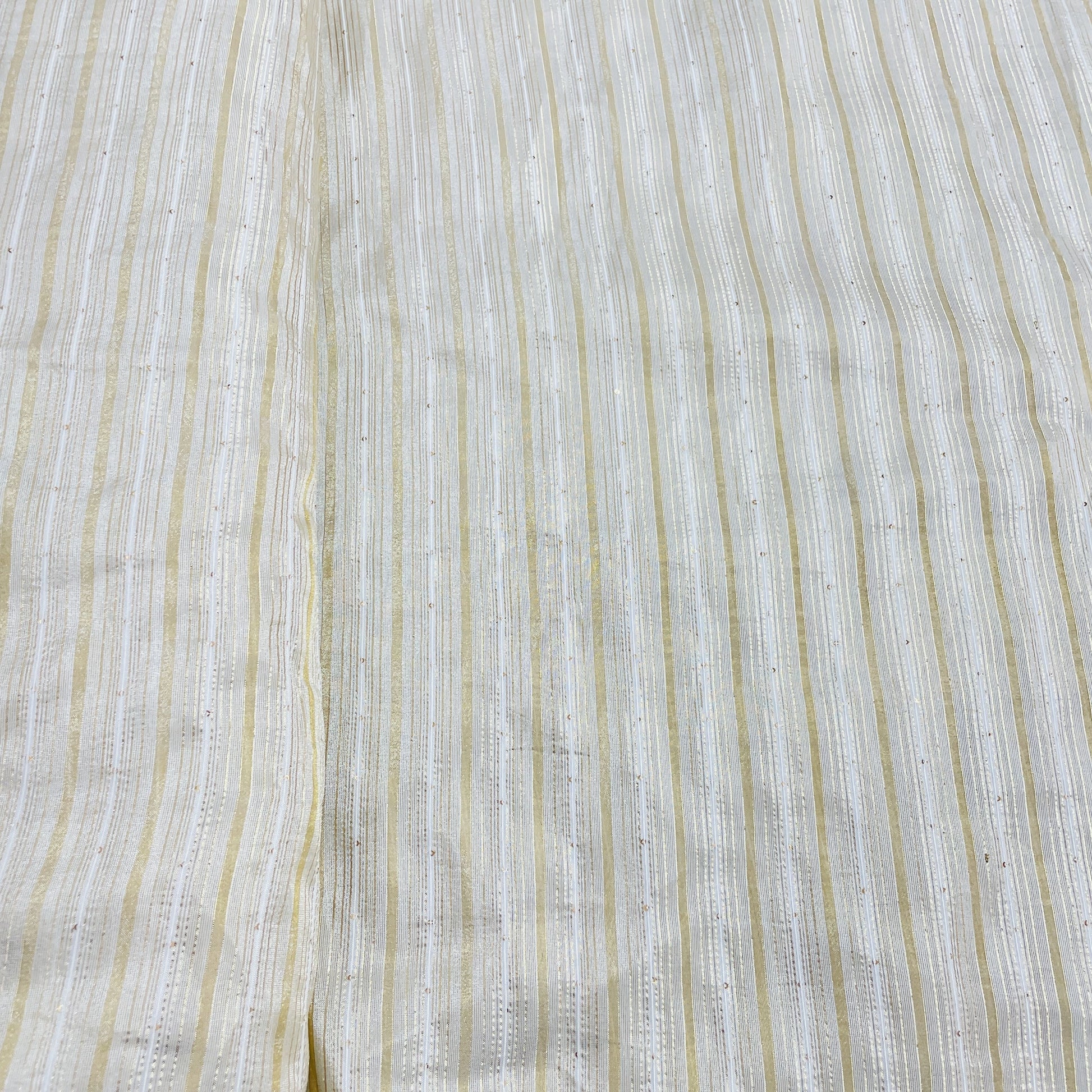 Exclusive Cream & Golden Stripe With Lurex Silk Tissue Fabric