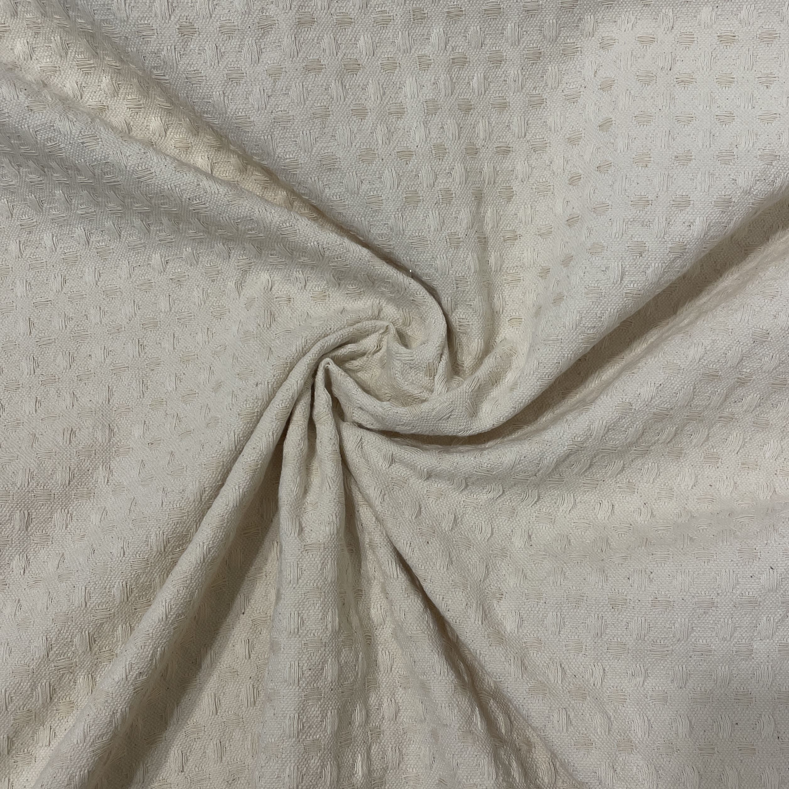 Pink White Check Print Woolen Tweed Fabric