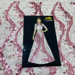White & Pink Lace Embroidery Sequence Net Fabric - TradeUNO