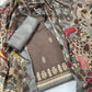 Grey & Multicolor Floral Print Ghicha Silk Suit Set KC-9715 - TradeUNO