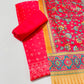 Bright Pink Multicolor Floral Print Ghicha Silk Suit Set With Dupatta - TradeUNO