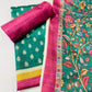 Pink Floral Print Ghicha Silk Suit Set With Dupatta - TradeUNO