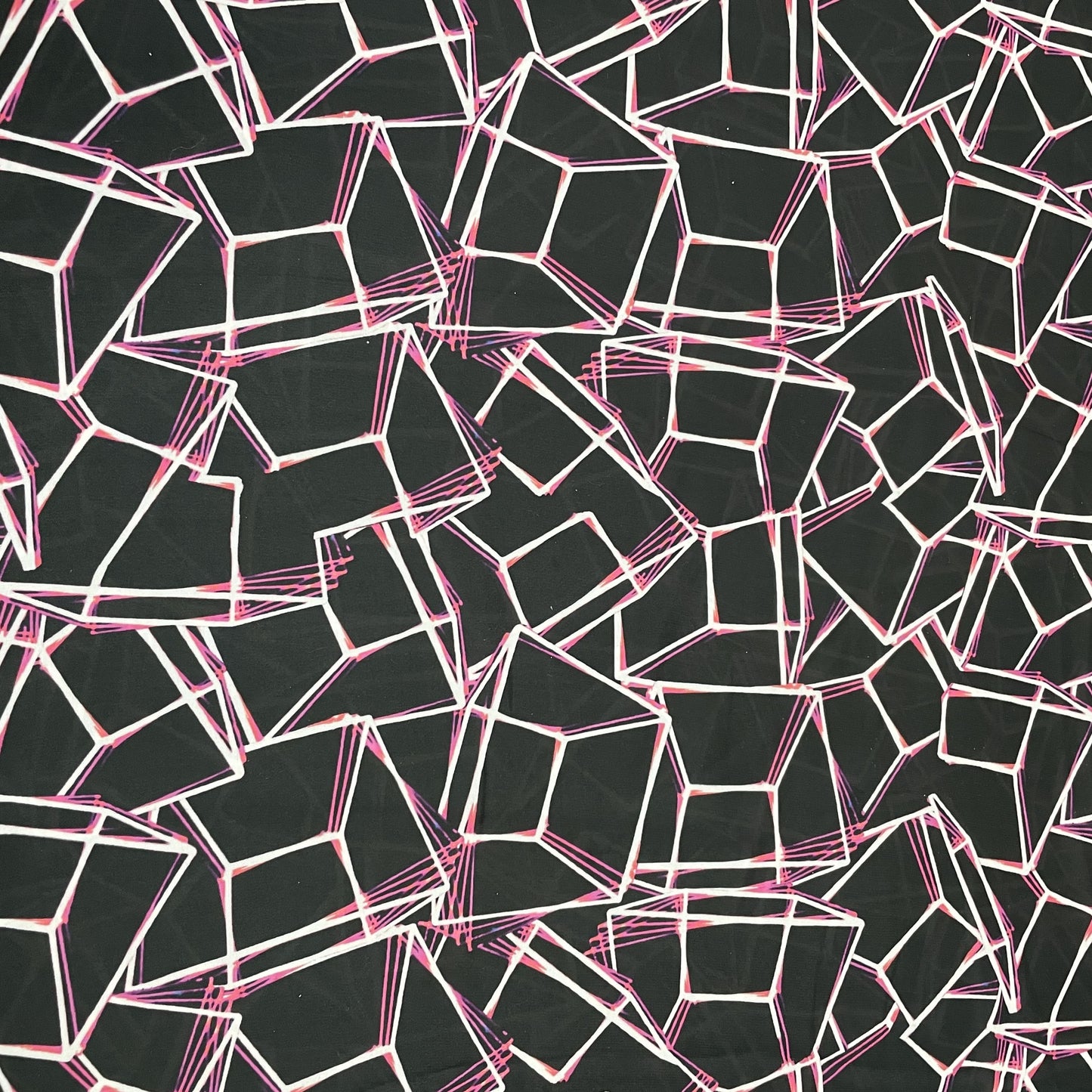 Classic Black Pink Marble Print Armani Satin Fabric