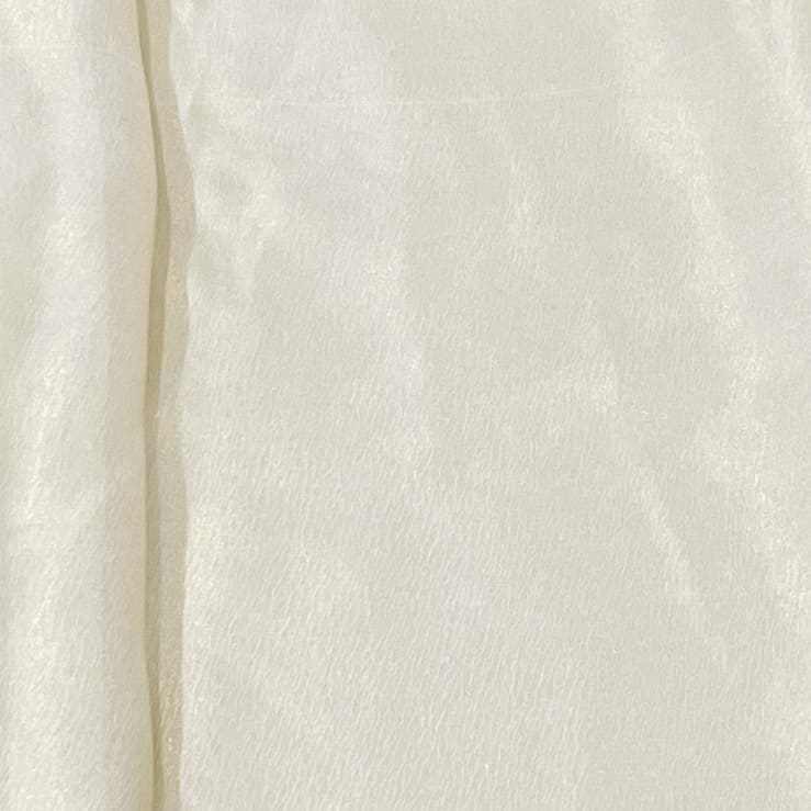 Cream Solid Silver Shimmer Geogrette Satin Fabric