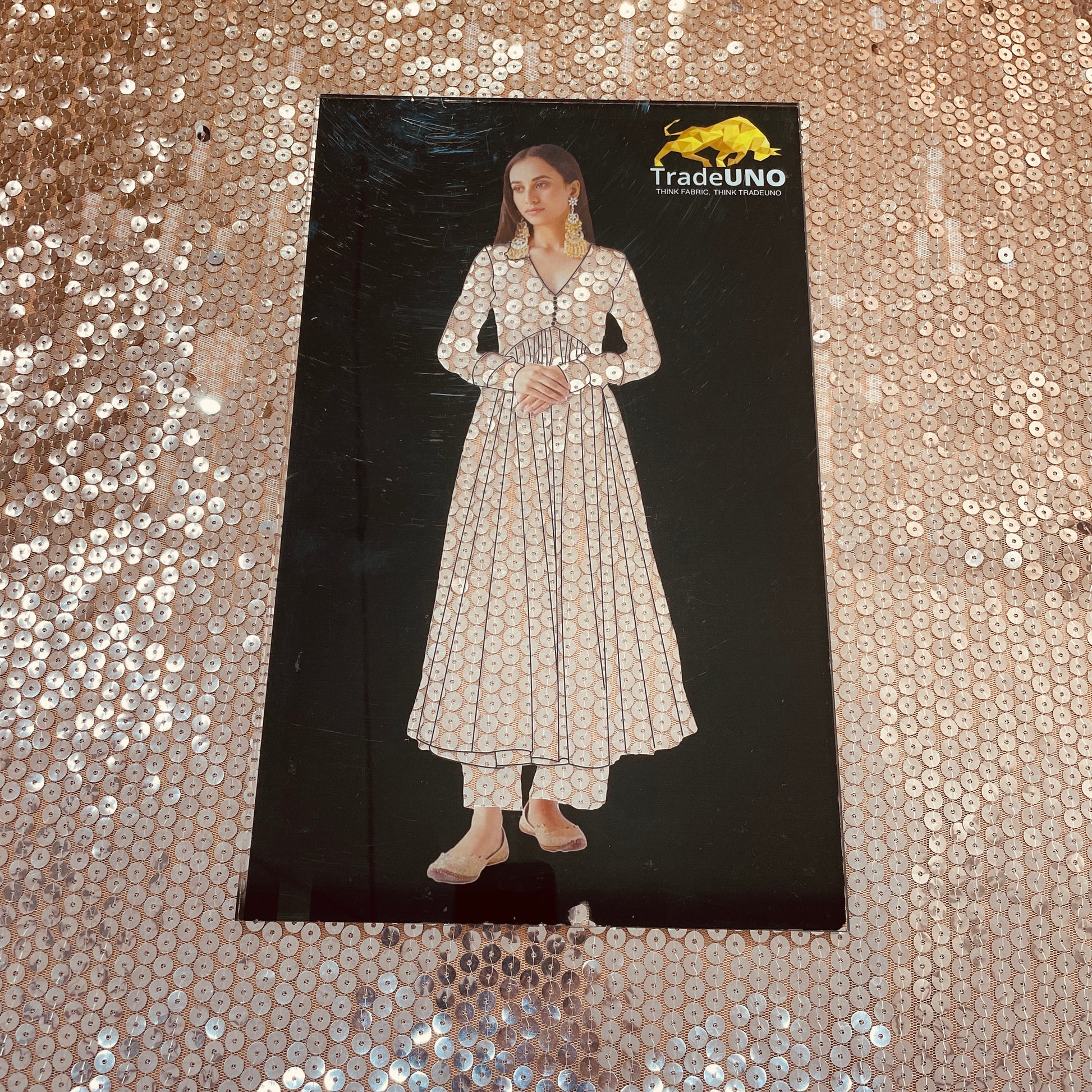 Golden Silver Sequence Net Fabric - TradeUNO
