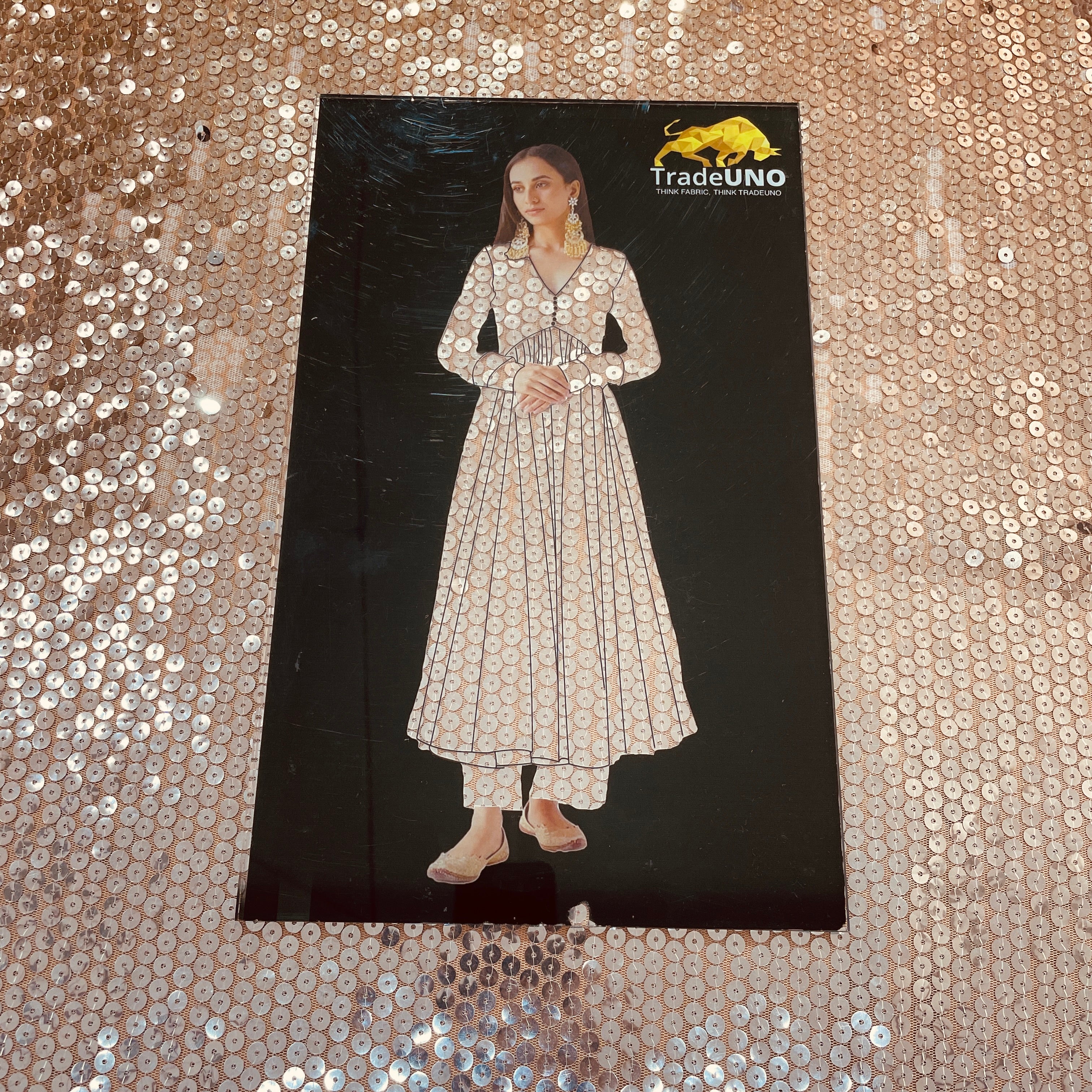 Golden Silver Sequence Net Fabric - TradeUNO