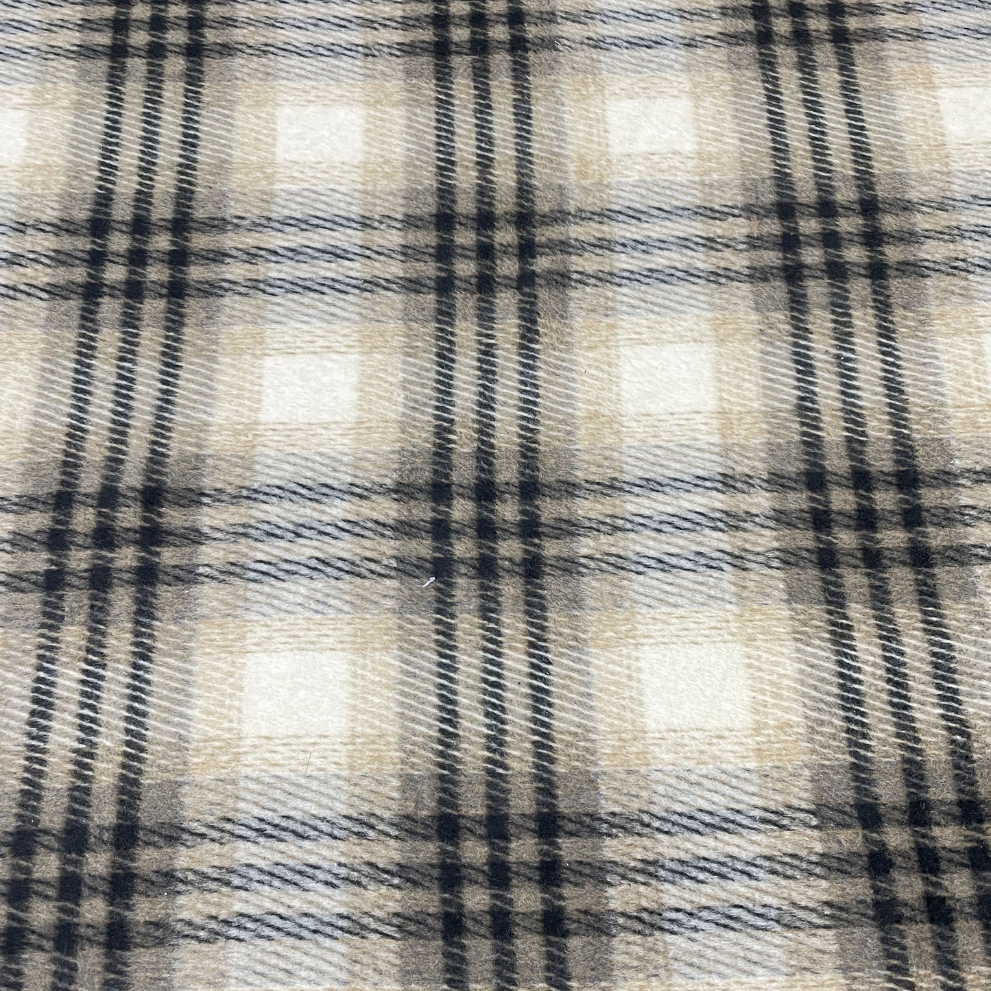 Classic Cream Check Print Woolen Tweed Fabric