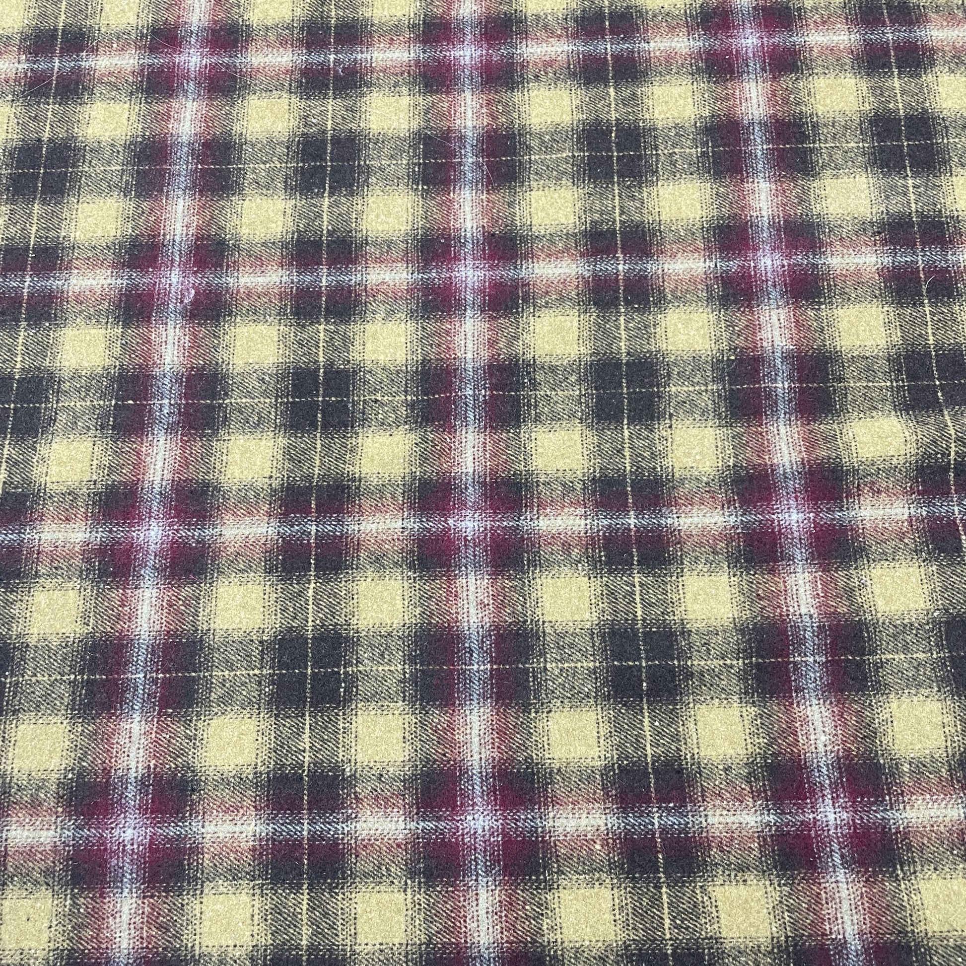 Classic Mustard Yellow Check Print Woolen Tweed Fabric