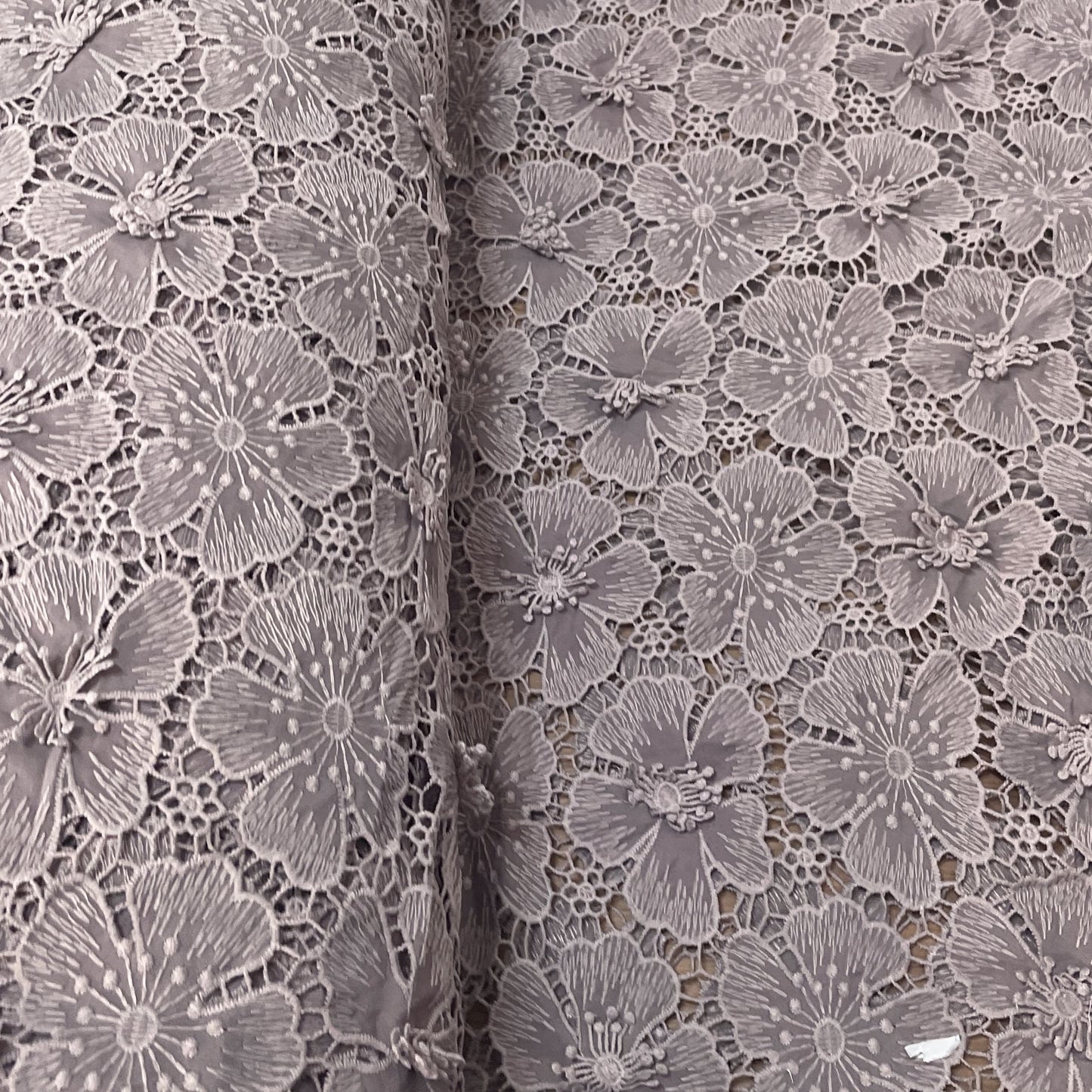 Premium Dull Purple 3D Floral Embroidery Schiffli Crepe Fabric