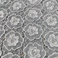 Premium Grey 3D Floral Sequins Embroidery Schiffli Crepe Fabric