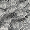 Premium Grey 3D Floral Sequins Embroidery Schiffli Crepe Fabric CF-16583