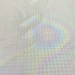 White Solid Imported 3D Rainbow Embrossed Knitted Lycra Fabric